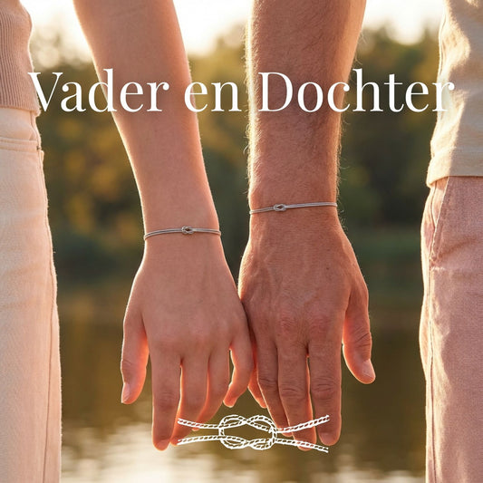 Set van 2 -  Liefdesknoop Armband - Vader en Dochter 1+1