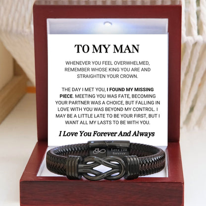 To My Husband Black Infinity Bracelet