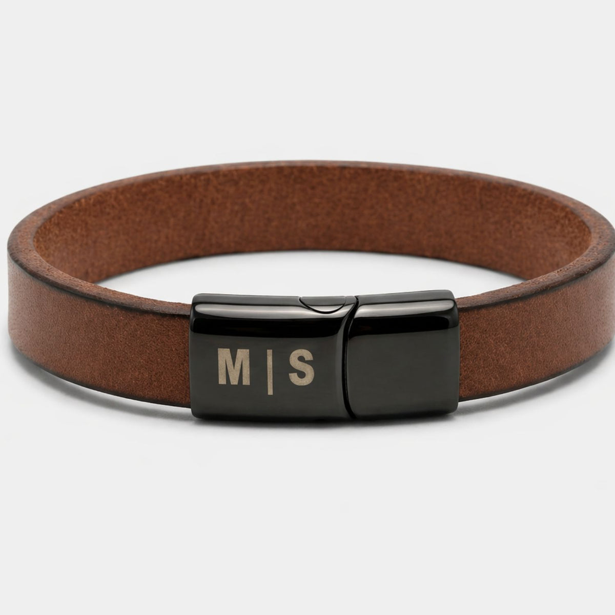 Bruine leren armband met Gravure - Aan mijn man
