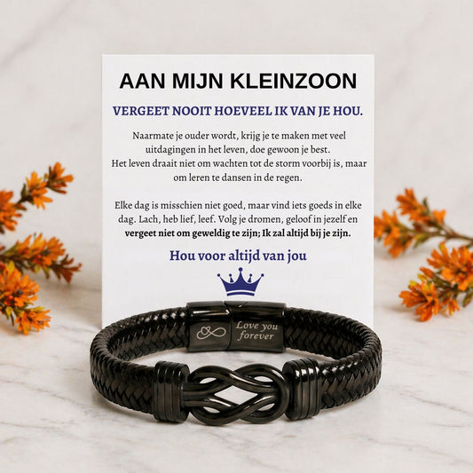 Aan Mijn Kleinzoon Armband - Zwart Infinity Armband