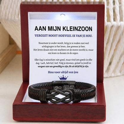 Aan Mijn Kleinzoon Armband - Zwart Infinity Armband