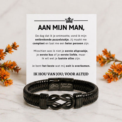 Zwarte infinity armband Aan mijn Man
