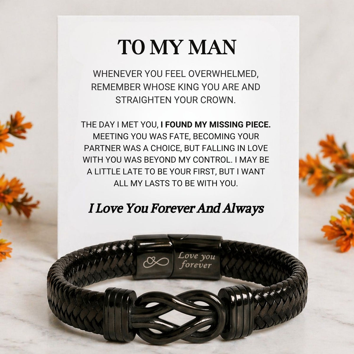 Zwarte infinity armband Aan mijn Man