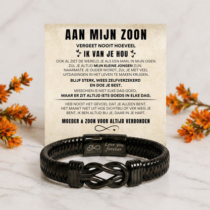 Aan mijn Zoon - Zwart infinity armband