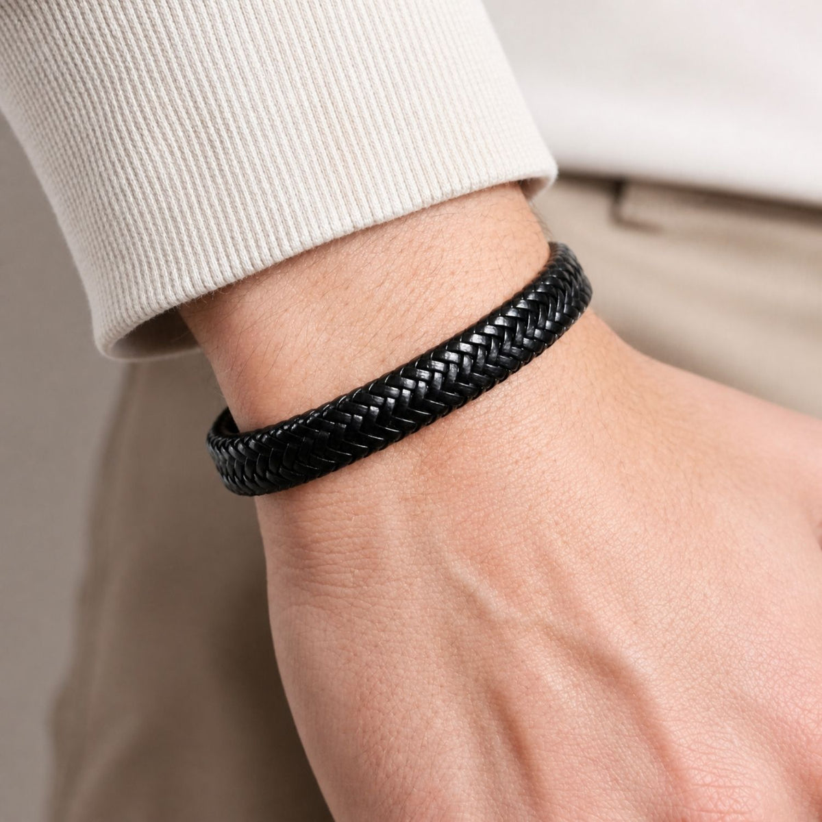 Aan mijn Man Zwarte Gevlochten Armband