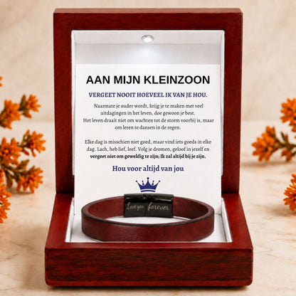 Aan Mijn Kleinzoon -  Bruine leren armband