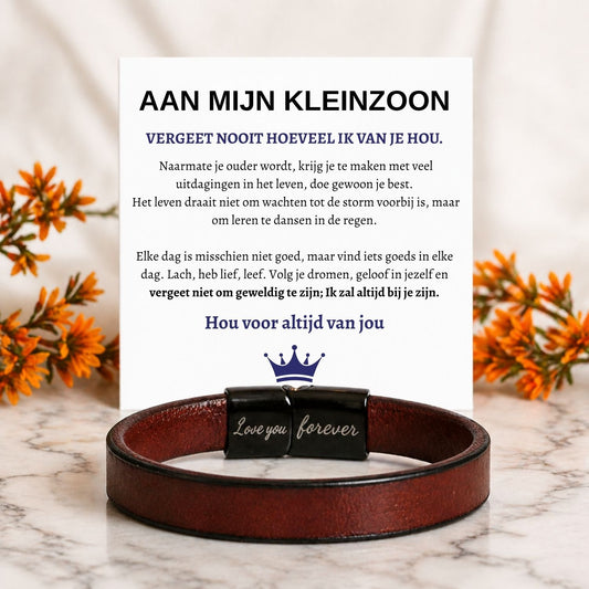 Aan Mijn Kleinzoon -  Bruine leren armband
