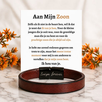 Aan mijn Zoon - Bruine leren armband