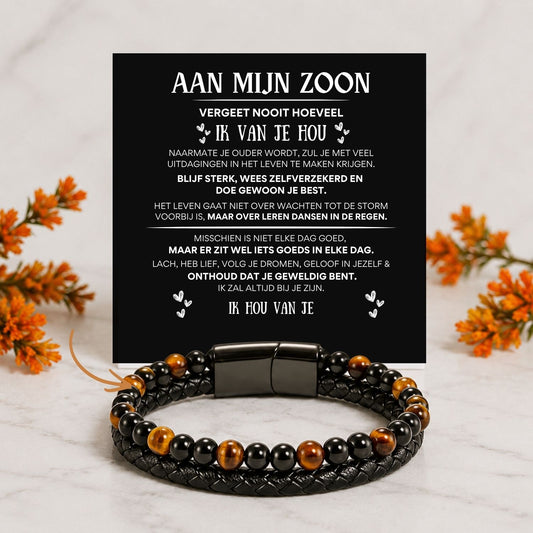 Aan mijn Zoon - Tijgeroog armband NEW