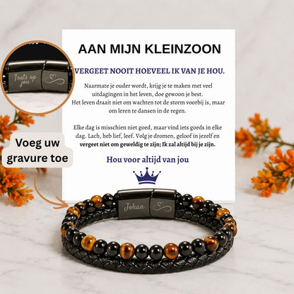 Gepersonaliseerde - Tijgeroog armband NEW