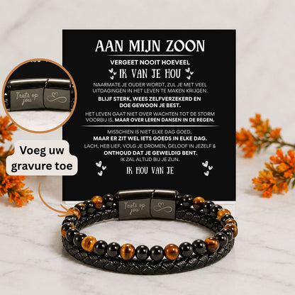 Gepersonaliseerde - Tijgeroog armband NEW