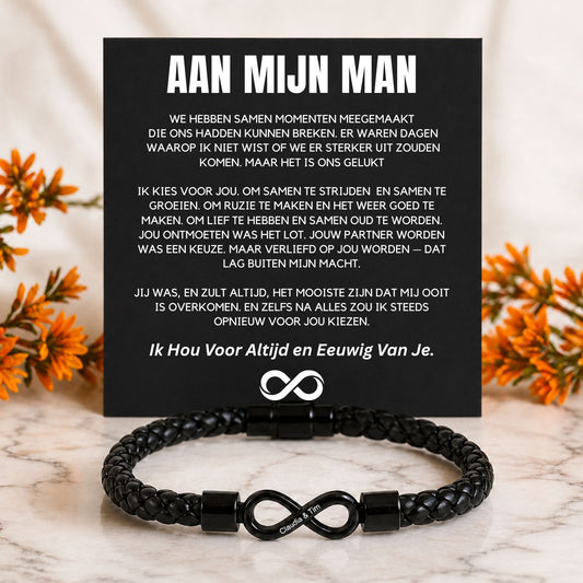Aan mijn Man - Ik kies voor jou V2 - Dual Name Infinity Armband