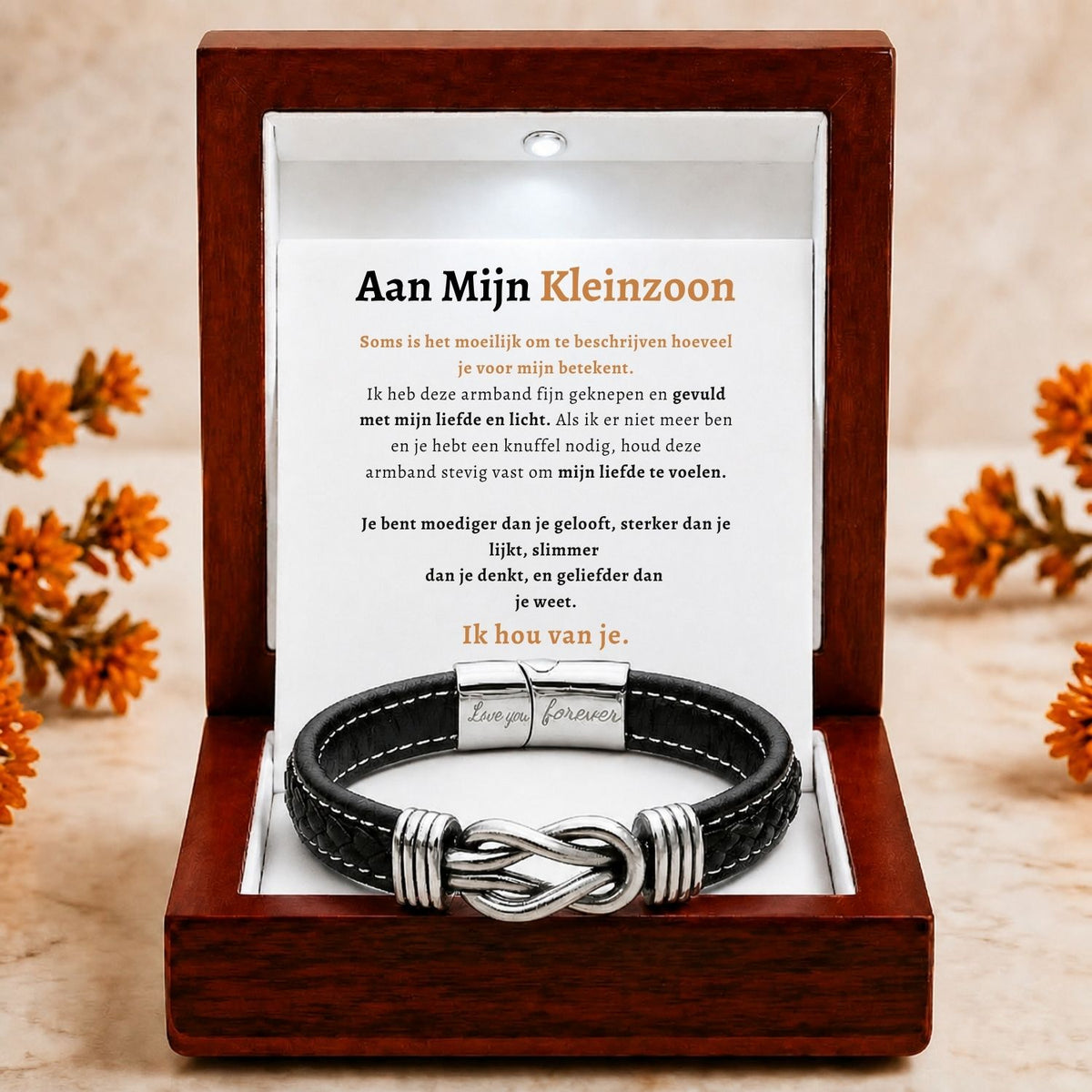 Aan Mijn Kleinzoon Infinity  Armband - Vergeet nooit hoeveel ik van je hou