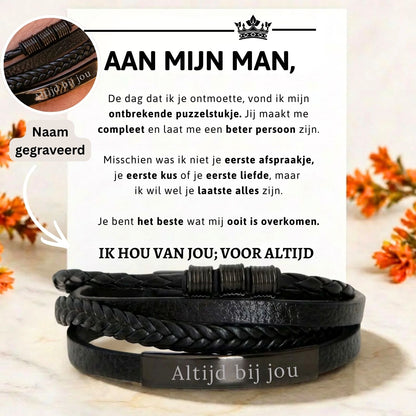 Layered Armband met Gravure - Aan mijn man