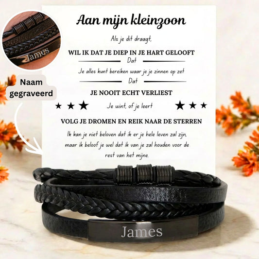 Aan mijn kleinzoon - Layered Armband met Gravure