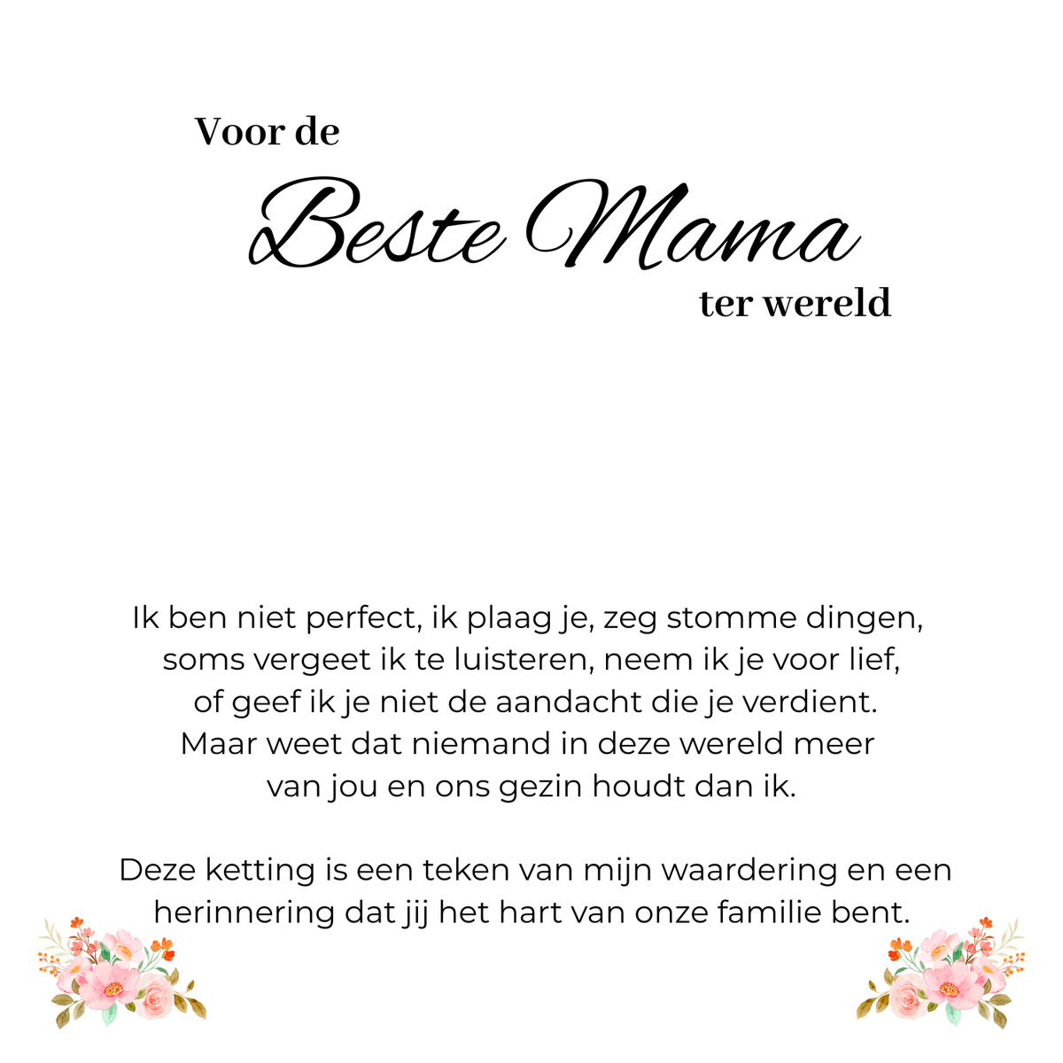 Gegraveerde Kralenketting - Voor mama