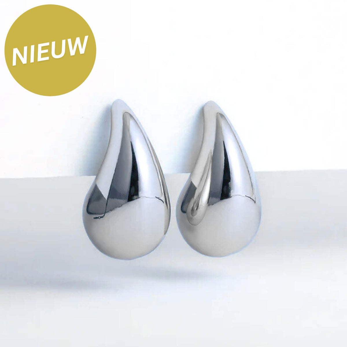 Zilveren drop oorbellen groot dames - Amelia Sieraden