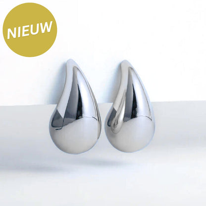 Zilveren drop oorbellen groot dames - Amelia Sieraden
