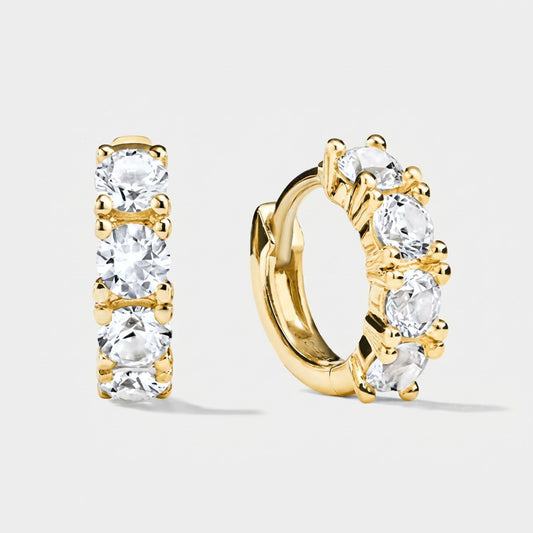 Livia Sparkle Hoops goud zirkonia creolen dames - Amelia Sieraden