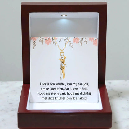 Knuffel Ketting – Zilver-Goud – Luxe Mahonie LED Box