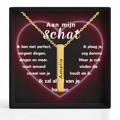 Bar Ketting met Gravure  – Aan mijn schat