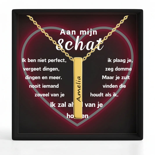 Bar Ketting met Gravure  – Aan mijn schat