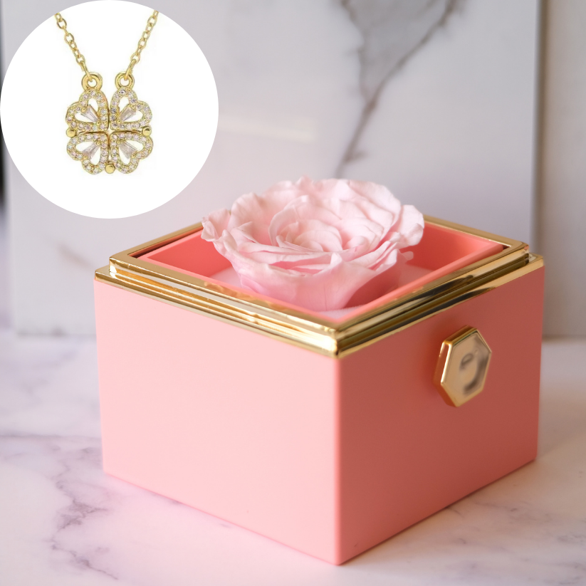 Klaver ketting- Aan mijn Schat- Eeuwige Roos Box