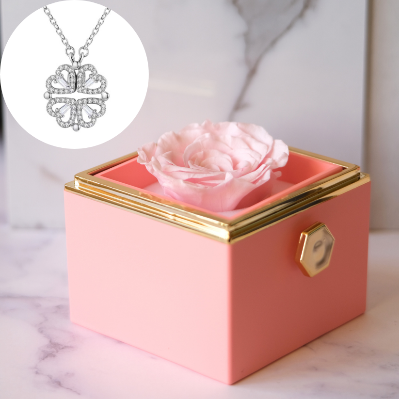 Klaver ketting- Aan mijn Schat- Eeuwige Roos Box