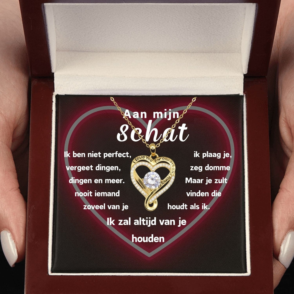 Hart ketting "i love you for always and forever" -   Aan mijn Schat