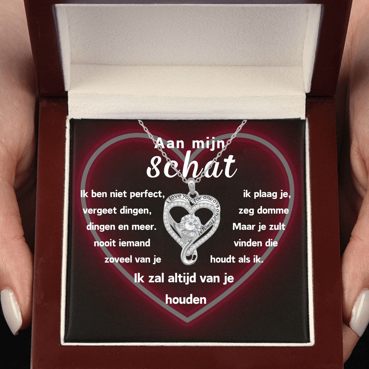 Hart ketting "i love you for always and forever" -   Aan mijn Schat