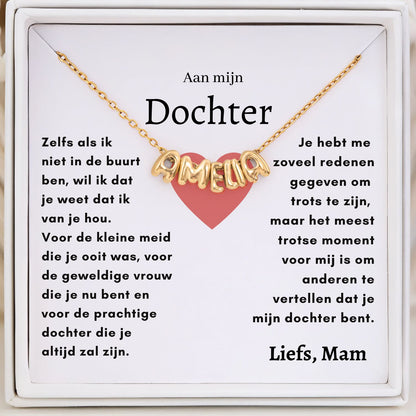 Bubble gepersonaliseerde naamketting - Aan mijn Dochter