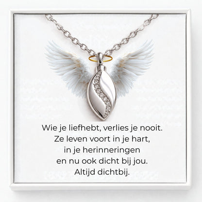 Urn Ketting Druppel – Zilver met Zirkonia | Gedenksieraad