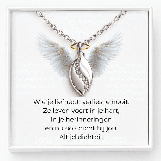 Urn Ketting Druppel – Zilver met Zirkonia | Gedenksieraad