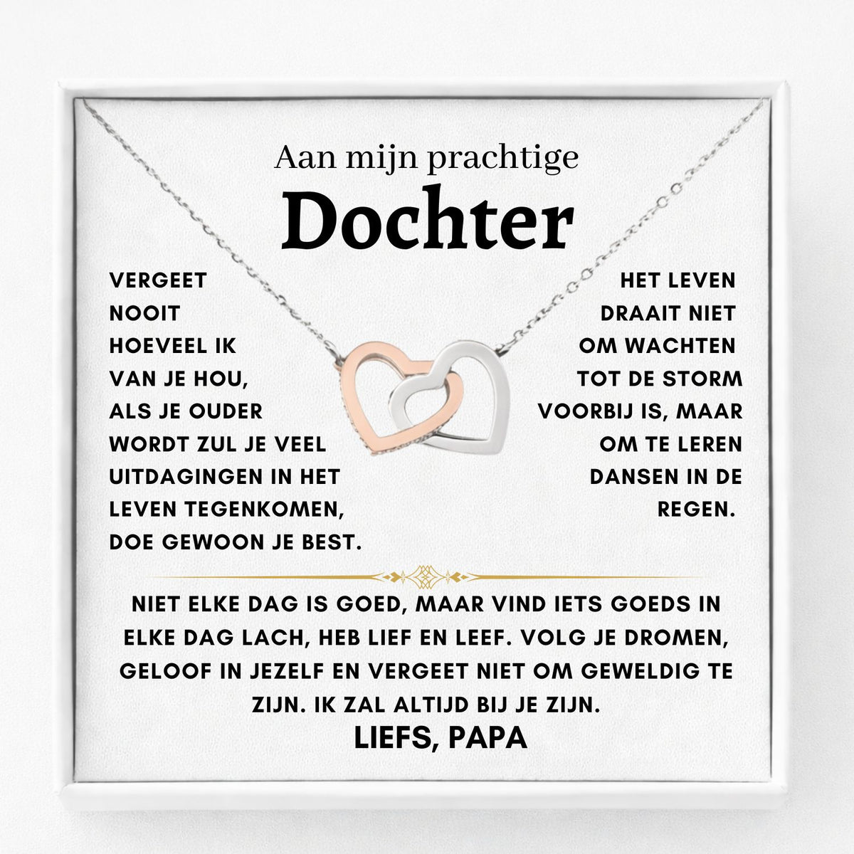 Aan Mijn Prachtige Dochter - Harten ketting - Liefs Papa