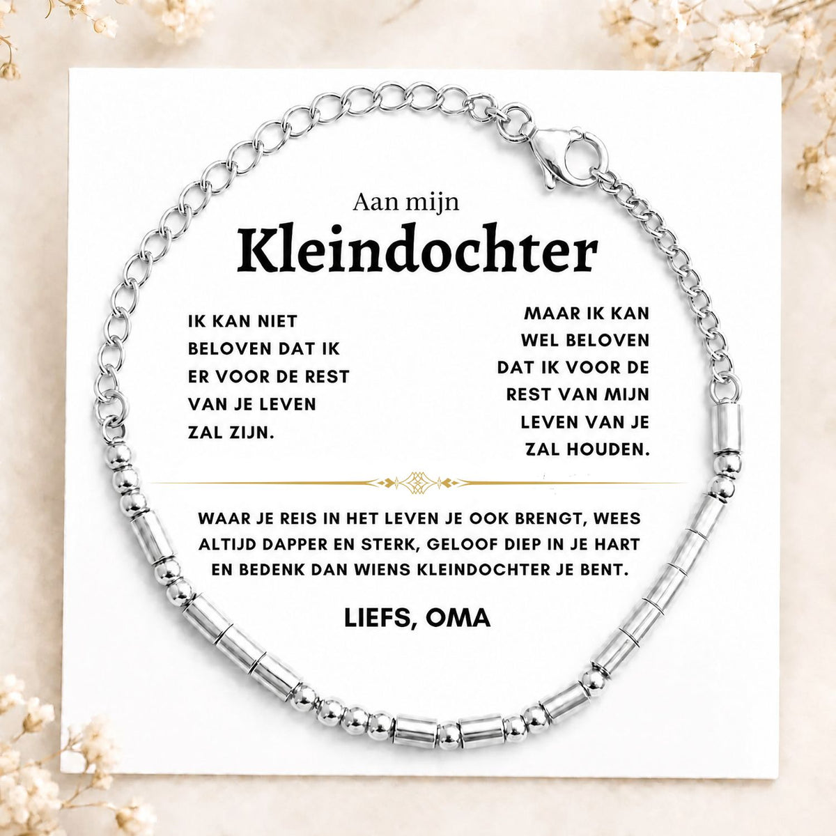 Morse code armband - Aan mijn Kleindochter - 'I LOVE YOU'