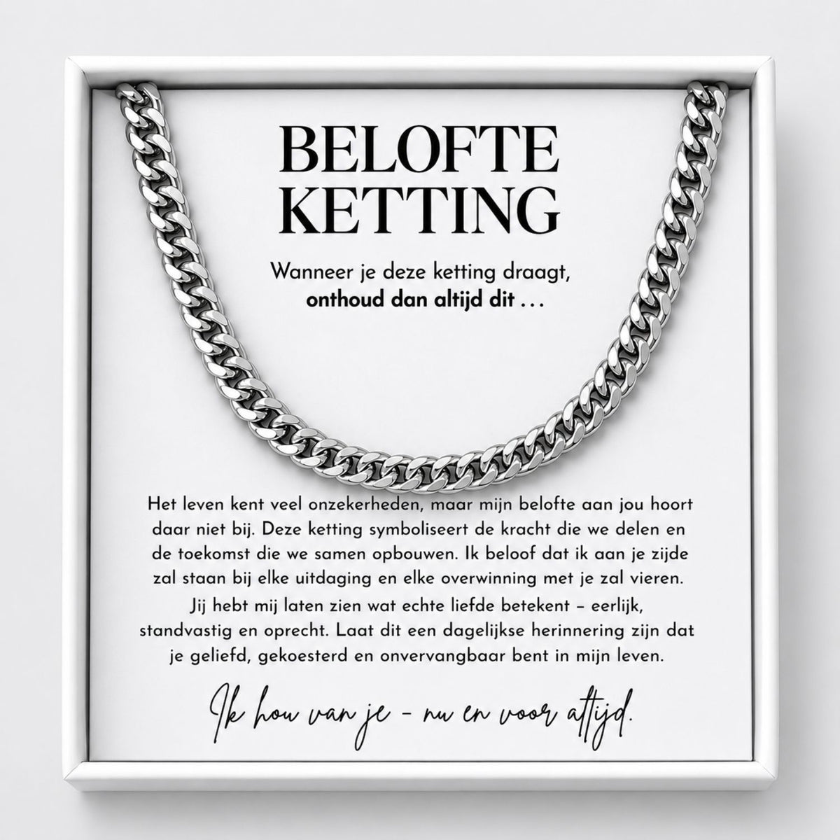 Chain necklace gift for husband in gift box