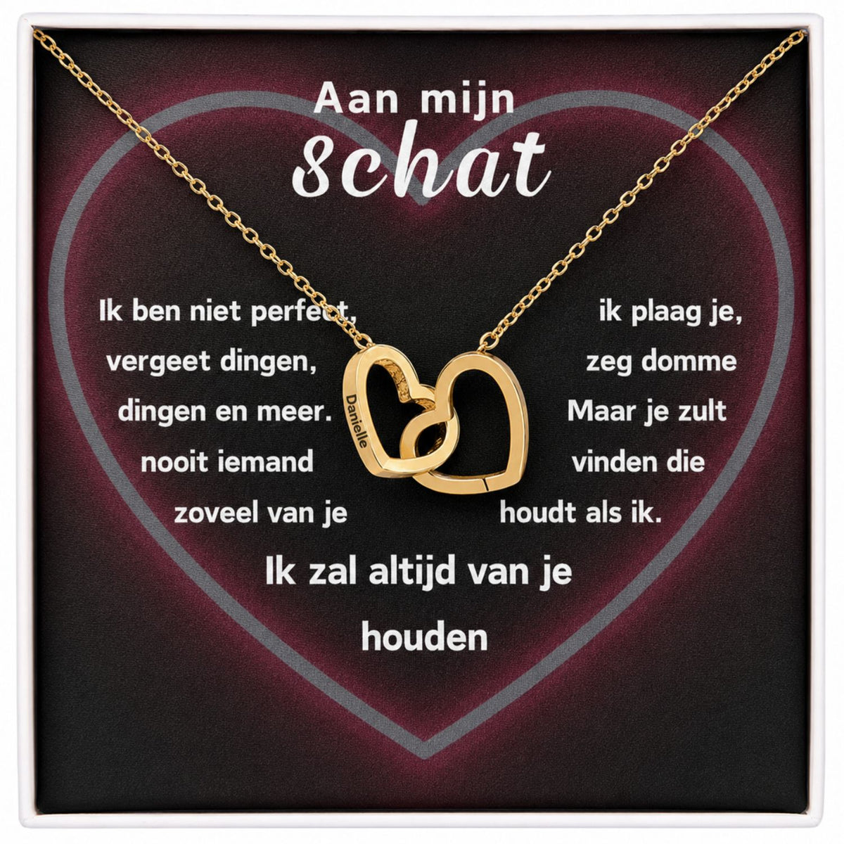 Eeuwige Roos Box - Gepersonaliseerde ketting & Echte Roos - Aan mijn schat