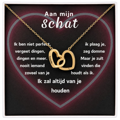 Eeuwige Roos Box - Gepersonaliseerde ketting & Echte Roos - Aan mijn schat