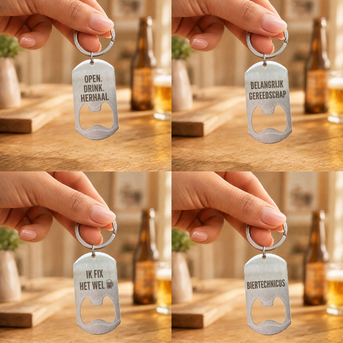 Gepersonaliseerde Flesopener Sleutelhanger met Gravure