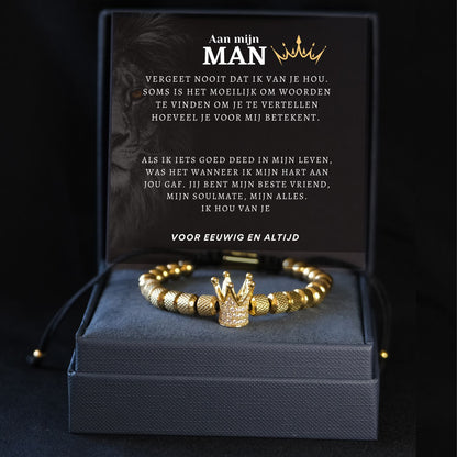 Kroon armband - Aan mijn man - Vergeet nooit dat ik van je hou