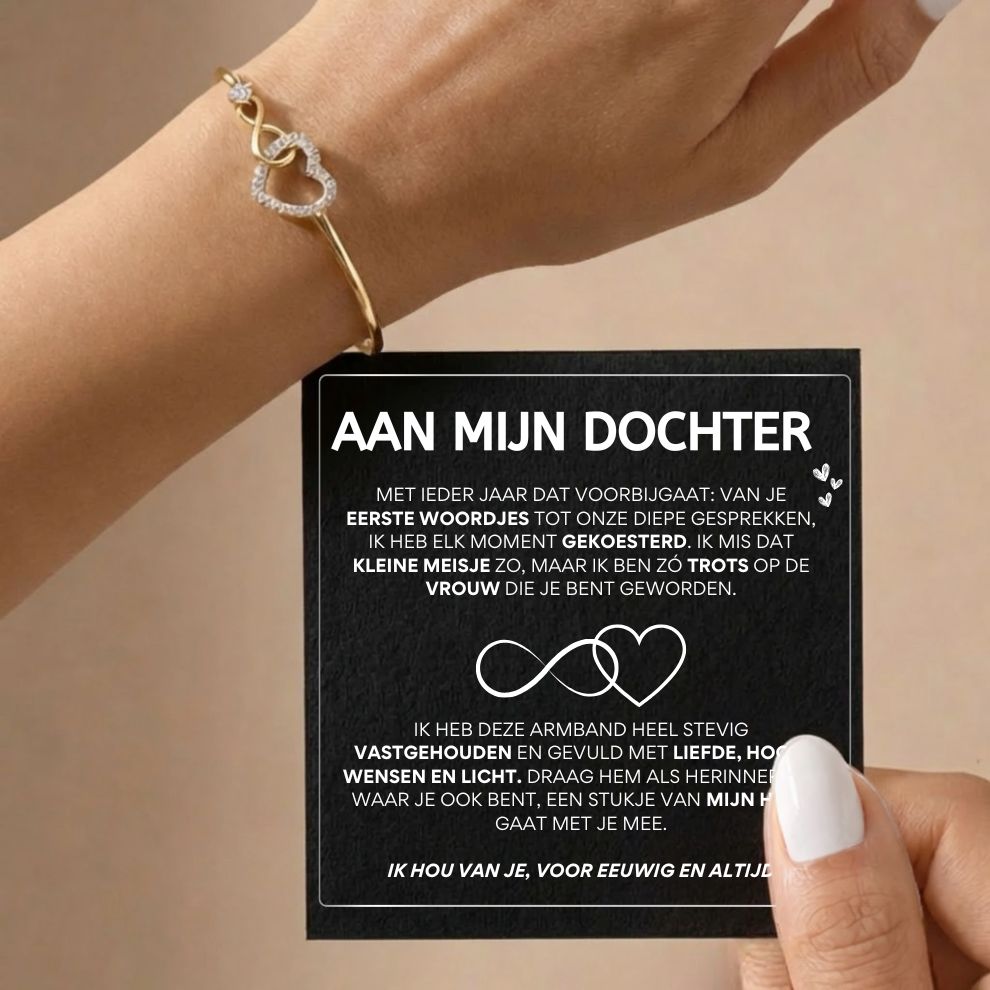 Infinity heart armband voor dochter in goud