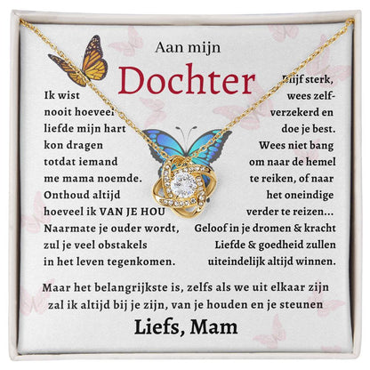 Aan mijn Dochter - Liefdesknoop Halsketting -Geloof in je dromen