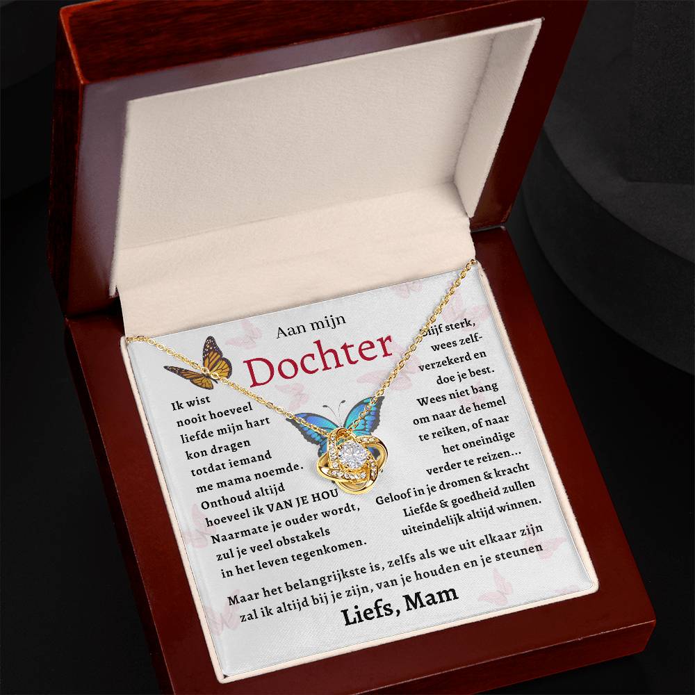 Aan mijn Dochter - Liefdesknoop Halsketting -Geloof in je dromen
