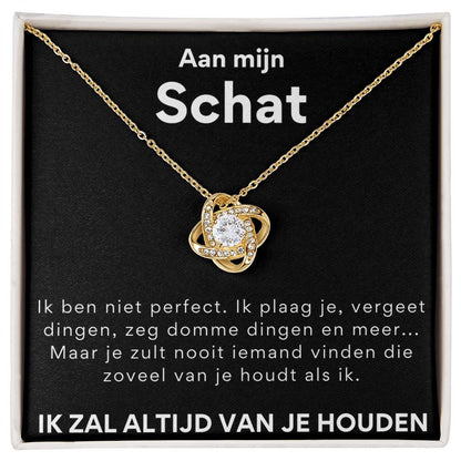 Aan mijn schat, ik ben niet perfect - Liefdesknoop Halsketting