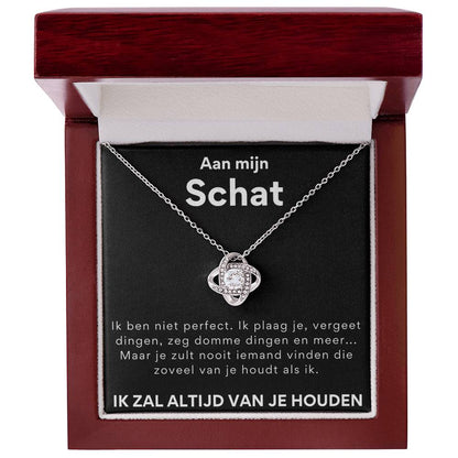 Aan mijn schat, ik ben niet perfect - Liefdesknoop Halsketting