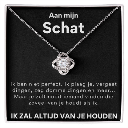 Aan mijn schat, ik ben niet perfect - Liefdesknoop Halsketting