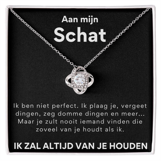 Aan mijn schat, ik ben niet perfect - Liefdesknoop Halsketting