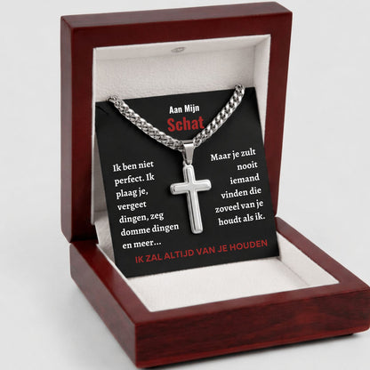 To My Love engraved cross necklace with gift packaging