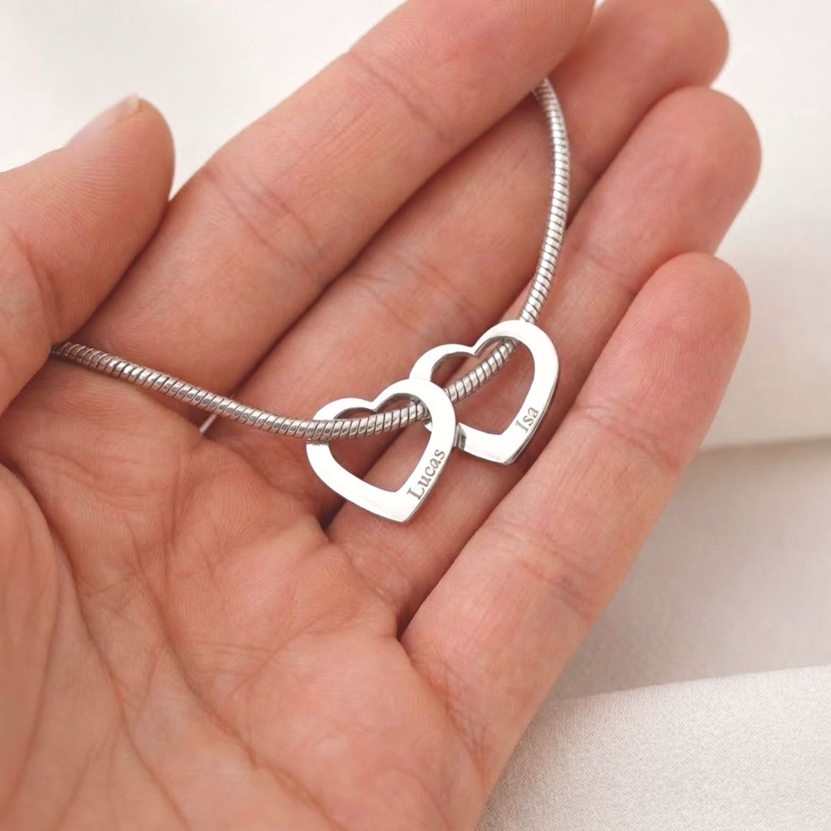 Bedelarmband met Hartjes met Gravure