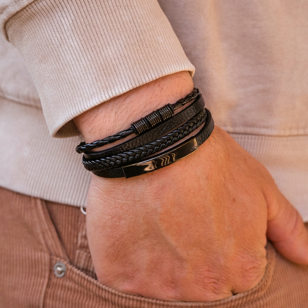 Layered Armband met Gravure - Aan mijn man
